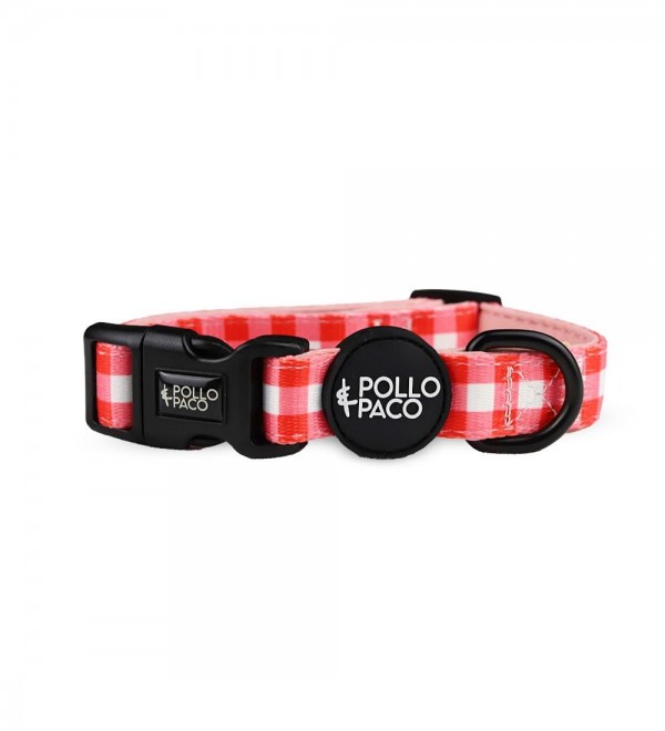 Collar Perro Vichy Rojo