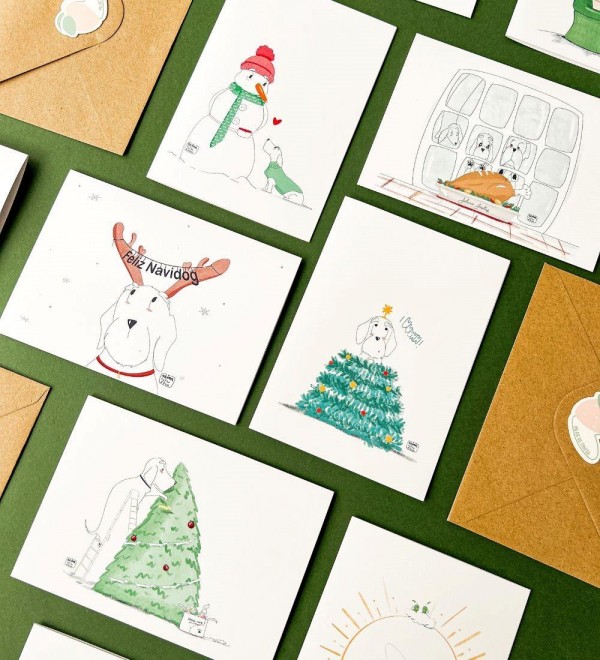 Postales Navideñas Teckels (Pack 5 uds)