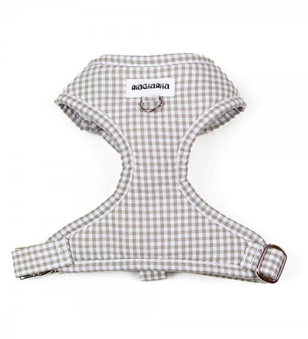 Adjustable Beige Vichy Dog Harness