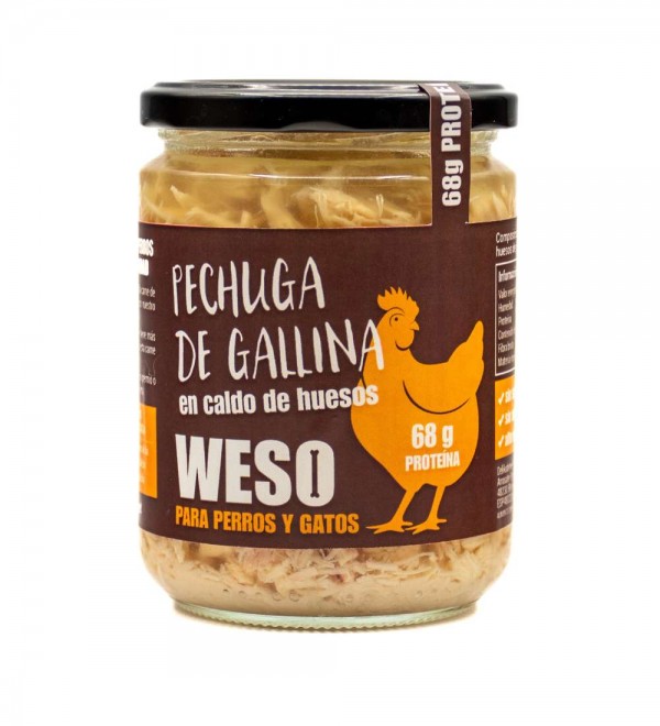 Pechuga de gallina en caldo de huesos