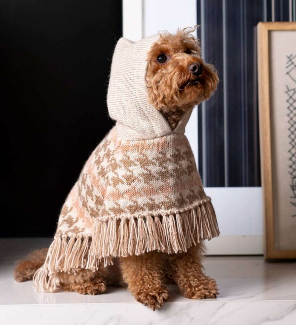 Poncho para perro Soft Houndstooth