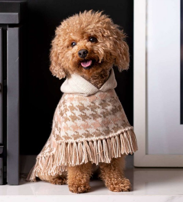Soft Houndstooth Dog Poncho