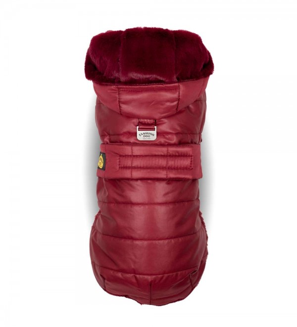 Burgundy Feather Dog Coat
