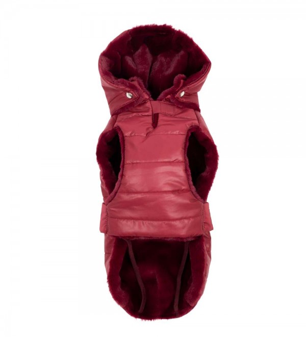 Burgundy Feather Dog Coat
