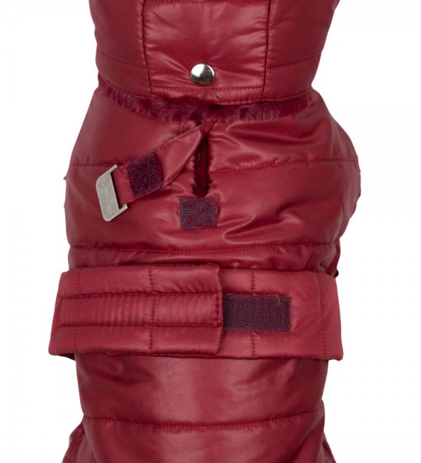 Burgundy Feather Dog Coat