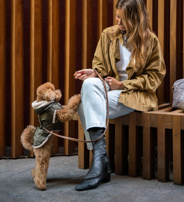 Abrigo para Perros Plumas Kaki