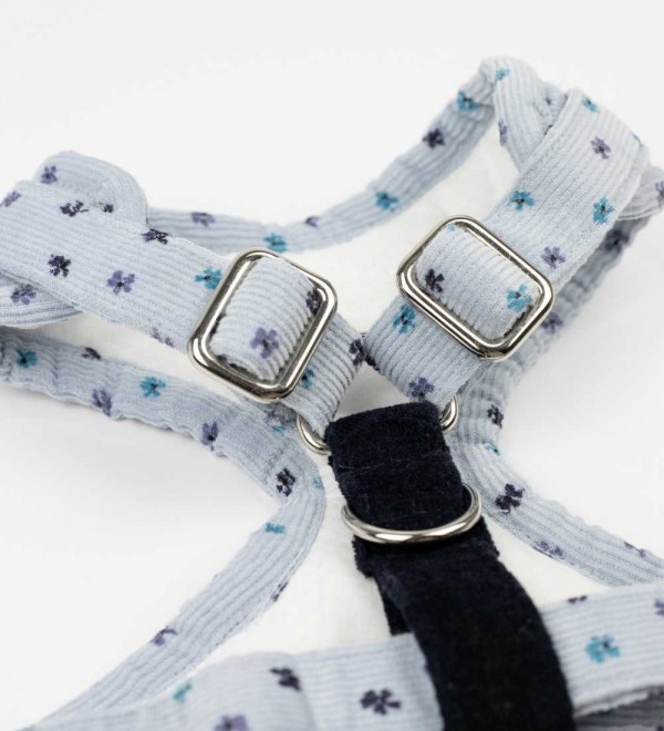 Adjustable Harness Blue Flower Corduroy