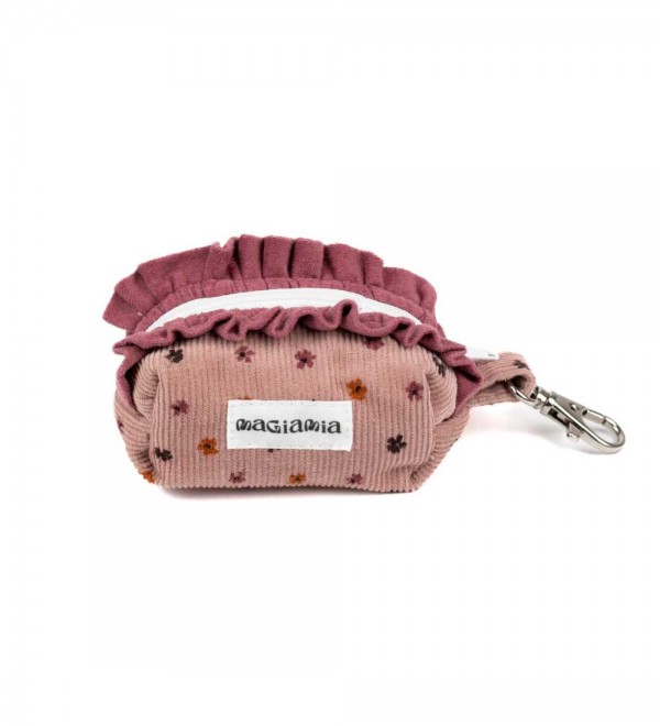 Bag holder in pink floral corduroy
