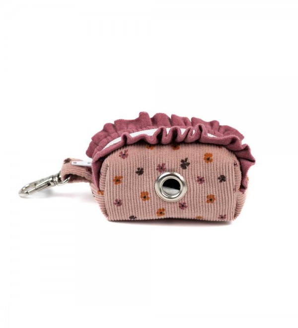 Bag holder in pink floral corduroy