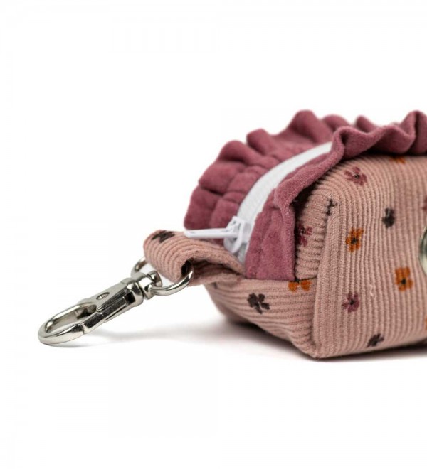 Bag holder in pink floral corduroy