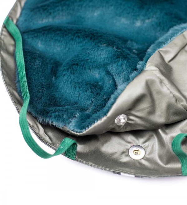 Waterproof dog raincoat with khaki green lining