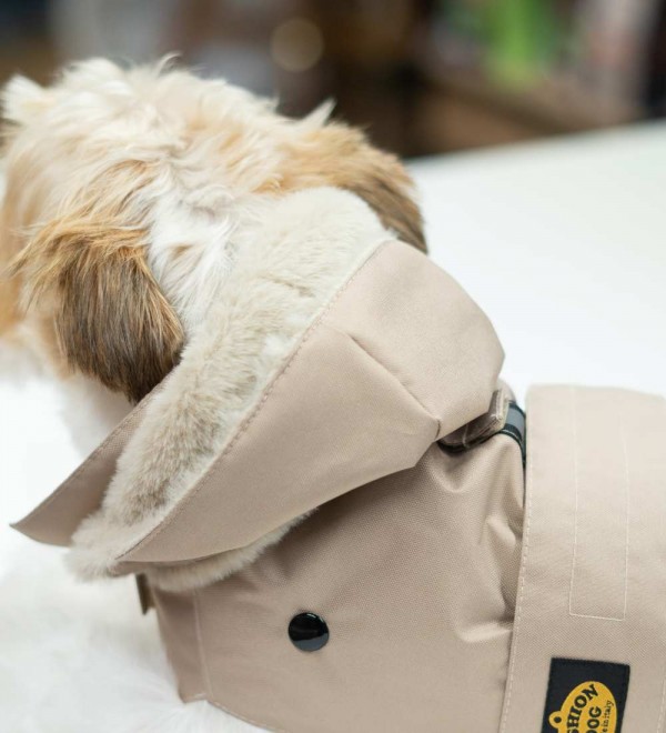 Waterproof Dog Coat with Beige Lining