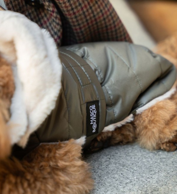 Abrigo para Perros Plumas Kaki