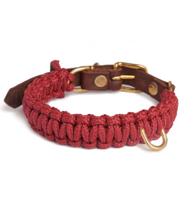 Collar Cuero Perro Touch of Leather Redwine