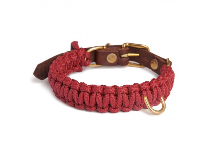 Collar Cuero Perro Touch of Leather Redwine